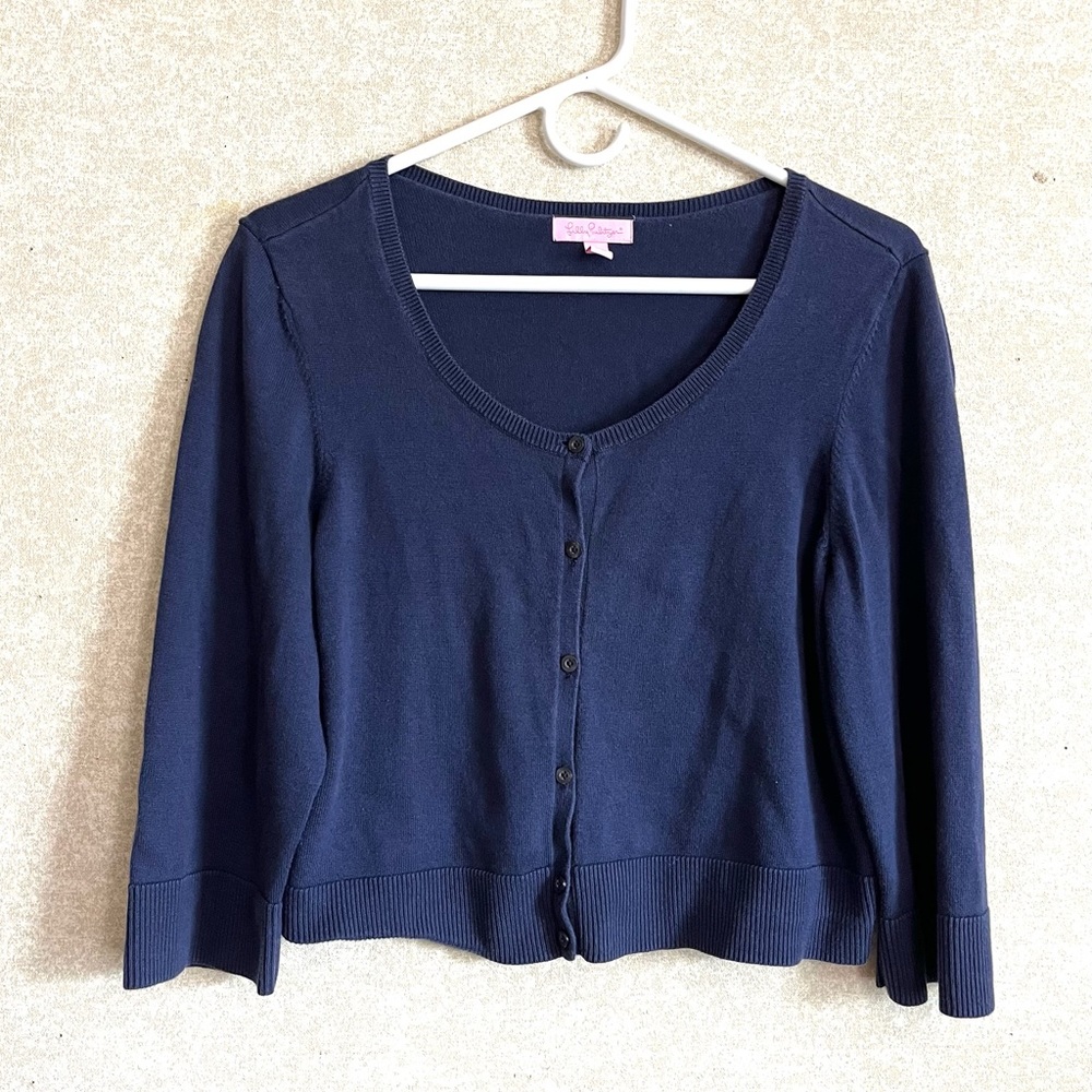 Lilly Pulitzer Women Crop Sweater Size XL Navy